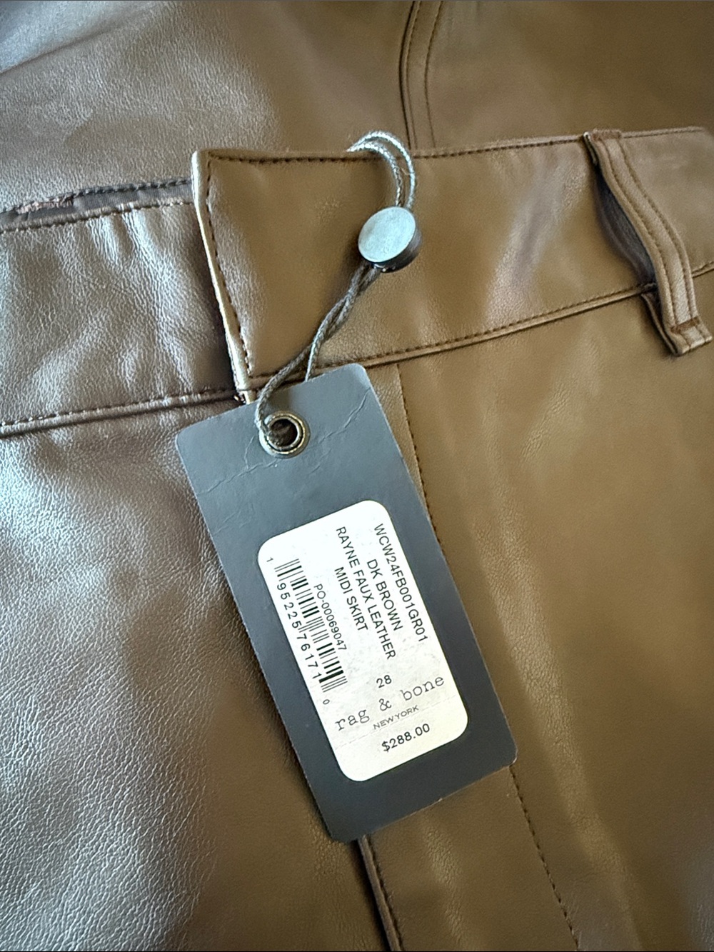 NWT $288 Rag & Bone Rayne Faux Dark brown Leather Skirt Size- 28 - Picture 7 of 9